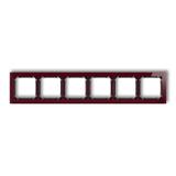 DECO Ramka uniwersalna sześciokrotna - efekt szkła (ramka: bordowa; spód: czarny)