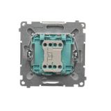 Simon Basic Przycisk pojedynczy zwierny bez piktogramu z podświetleniem LED 10A 250V szybkozłączka srebrny mat BMP1L.01/43 KONTAKT