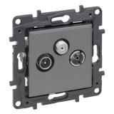 Niloe Step - gniazdo TV-R-SAT końcowe do instalacji typu gwiazda 1,5 dB- kolor stalowy, Legrand