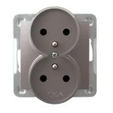 IMPRESJA Gniazdo podwójne z uziemieniem moduł bez ramki - kolor tytan GP-2YRZ/m/23