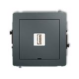 DECO Mechanizm ładowarki USB pojedynczej USB A, 10W max., 5V, 2A, bez pola opisowego grafitowy mat