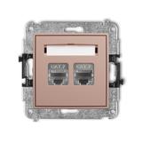 ICON Mechanizm gniazda komputerowego podwójnego 2xRJ45, kat. 7, ekranowany, 8-stykowy łososiowy