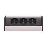 Gniazdo meblowe 3x2P+Z, czarno-srebrne OR-GM-9001/B-G ORNO