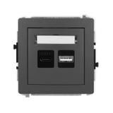 DECO Ładowarka USB podwójna USB C + USB A, 20W max. grafitowy mat 28DCUSB-8 KARLIK