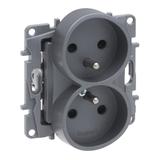 Niloe Selection - Gniazdo 2x2P+Z Do Ramek Wielokrotnych (Z Przesłoną Zaciski Śrubowe) Stal Legra 762342 LEGRAND