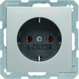 BERKER Q.x Gniazdo SCHUKO kompletne aluminium aksamit lakierowana 47436084 HAGER