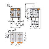 Złączka do płytek drukowanych dźwignia 4mm2 raster 11,5mm 4-bieg szara /50szt./ 2604-1504 WAGO