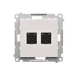 Simon 55 Gniazdo komputerowe podwójne RJ45 kategoria 6 z przesłoną przeciwkurzową Jasnoszary mat T62.01/114 KONTAKT