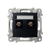 SZAFIR Gniazdo ekwipotencjalne podwójne - kolor czarny metalik