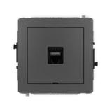 DECO Mechanizm gniazda komputerowego pojedynczego 1xRJ45, kat. 6A, 8-stykowy, bez pola opisowego gra