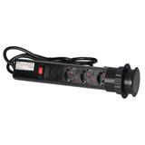 Gniazdo meblowe O6cm wysuwane z blatu z ładowarką USB, blokadą i przewodem 1,8m, 3x2P+Z (Schuko), cz OR-AE-1349(GS)/B ORNO