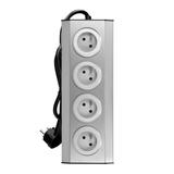Gniazdo meblowe, kuchenne montowane na rzepy 4x2P+Z INOX z przewodem 1,5m. FS-2 ORNO