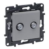 Niloe Step - gniazdo podwójne 2xTV typu  F  końcowe do instalacji typu gwiazda, 1,5 dB- kolor alumin