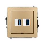 DECO Mechanizm gniazda podwójnego 2xUSB A-A 3.0, bez pola opisowego złoty metalik