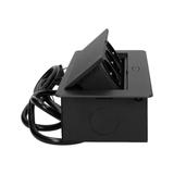 Gniazdo meblowe wpuszczane w blat z płaskim frezowanym rantem i przewodem 3m 3x2P+Z czarne OR-AE-133