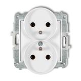 MINI Mechanizm gniazda podwójnego do ramki z uziemieniem 2x(2P+Z) (bez przesłon torów prądowych) bia