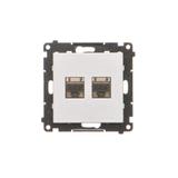 Simon 55 Gniazdo komputerowe podwójne RJ45 kategoria 6 ekranowane z przesłoną przeciwkurzową Aluminium mat T62E.01/143 KONTAKT