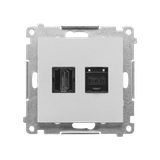 Simon 55 Gniazdo HDMI+RJ45 kat.6 Aluminium mat