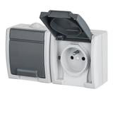 AQUANT Gniazdo 2x2P+Z szare IP55