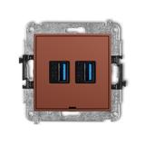 ICON Gniazdo podwójne 2xUSB typ A-A 3.0 terakota 63IGUSBBO-6 KARLIK