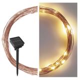 Lmpki świąteczne 120 LED nano łezki z panelem solarnym, miedź, 12 m, IP44, ciepła biel, timer D3ZW01 EMOS