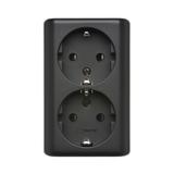 Simon 54 Gniazdo podwójne Schuko n/t z przesłonami wersja skandynawska 16A szybkozłączka czarny