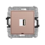 MINI Mechanizm ładowarki USB pojedynczej USB A, 10W max., 5V, 2A, bez pola opisowego łososiowy