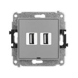 MINI Gniazdo podwójne 2xUSB A-A 2.0, bez pola opisowego szary mat 27MGUSBBO-2 KARLIK