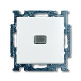 BASIC55 Przycisk z opisem i symbolem neutralnym 1-biegunowy, zwierny, Z zaciskiem N biały alpejski