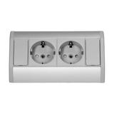 Gniazdo meblowe 2x2P+Z (Schuko), szaro-srebrne OR-GM-9005(GS)/G ORNO