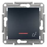 Asfora, przycisk dzwonek, bez ramki, z podświetleniem, antracyt