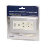 Przedłużacz biurkowy 1 gniazdo 1 gniazdo 2P/II 1xUSB wyłącznik ON/OFF ładowarka USB przewód 3x1mm2 -