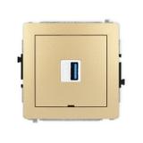 DECO Mechanizm gniazda pojedynczego USB A-A 3.0, bez pola opisowego złoty