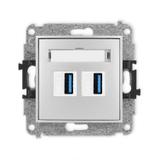 ICON Gniazdo podwójne 2xUSB A-A 3.0 srebrny metalik 7IGUSB-6 KARLIK