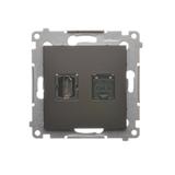 Simon 54 Gniazdo HDMI+RJ45 kat.6. brąz mat