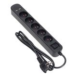 Listwa przeciwprzepięciowa, 5 gniazd 2P+Z, kabel 3x1,0mm2, długość 1,5m, z wyłącznikiem podświetlany PS-1/B/1,5M ORNO