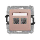 MINI Mechanizm gniazda komputerowego podwójnego 2xRJ45, kat. 6, ekranowany, 8-stykowy łososiowy