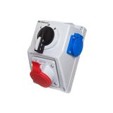 Zestaw C16-48.1N Zmiana kierunku obrotów L-0-P Gniazdo 3P+N+Z, 1 x 2P+Z IP-54; przystosowane do zamk