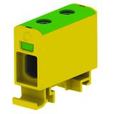 VC05-0047 ,  Złączka szynowa gwintowa AL, CU, 1,5 - 50 mm2, TS 35, 1 tor, 2 otw. zaciskowe, żółto-zi