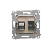 Simon 54 Gniazdo komputerowe RJ45 kategoria 5e+telefoniczne RJ12 kremowy