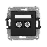 ICON Mechanizm gniazda antenowego podwójnego typu F (SAT) niklowany czarny mat