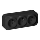 Gniazdo potrójne natynkowe ToDo 2P+Z IP20, 16A, 230V AC, 16A, 230V AC, czarny, 10 sztuk
