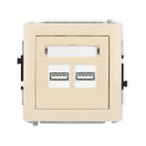 DECO Mechanizm ładowarki USB podwójnej 2xUSB A, 15,5W max., 5V, 3.1A beżowy