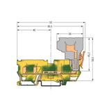 X-COM złączka bazowa PE 2-przewodowa/2-pinowa zółto-zielona
