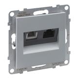 SUNO - Gniazdo RJ 11 + RJ 45/KAT 6 UTP, Aluminium, Legrand