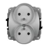 TREND Mechanizm gniazda podwójnego do ramki poziomej z uziemieniem 2x(2P+Z) (przesłony torów prądowy