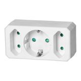 Rozgałęźnik 1x2P+Z (Schuko), 2x2P/II, biały OR-AE-13250(GS) ORNO
