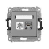 MINI Mechanizm gniazda antenowego poj. typu F (SAT) + gniazda komp. poj. 1xRJ45, kat. 6 ekranowany,