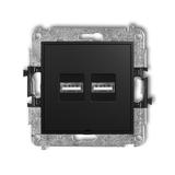 ICON Ładowarka USB podwójna 2xUSB A, 15,5W max., 5V, 3.1A, bez pola opisowego czarny mat 12ICUSBBO-6 KARLIK
