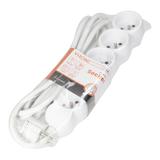 Przedłużacz 5-krotny 2P+Z, 3m H05VV-F 3x1,5mm2, Imax=16A, płaska wtyczka, biały